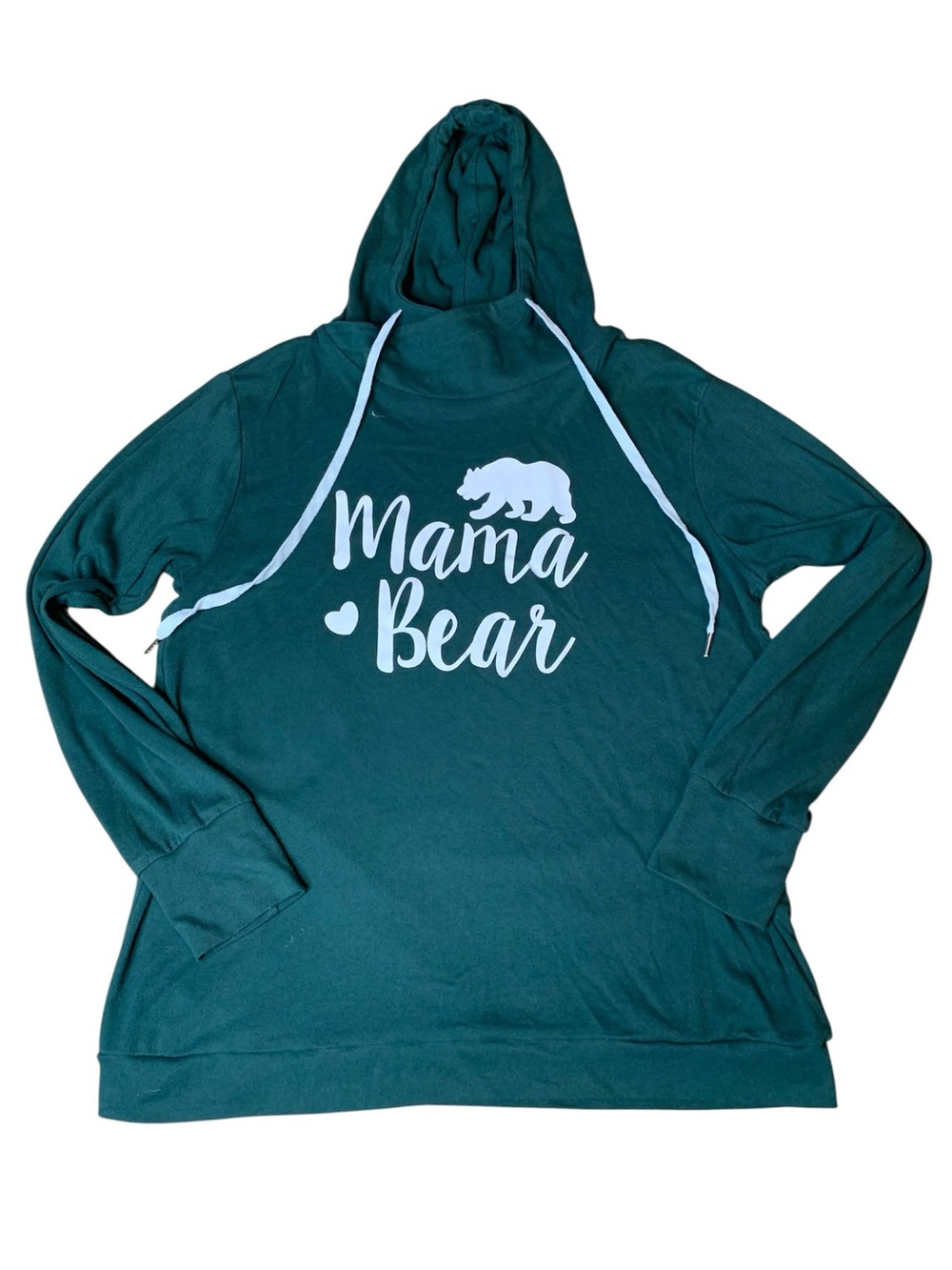 Mama Bear Green Crossover Funnel Neck Hoodie Sweatshirt Graphic Size L/XL